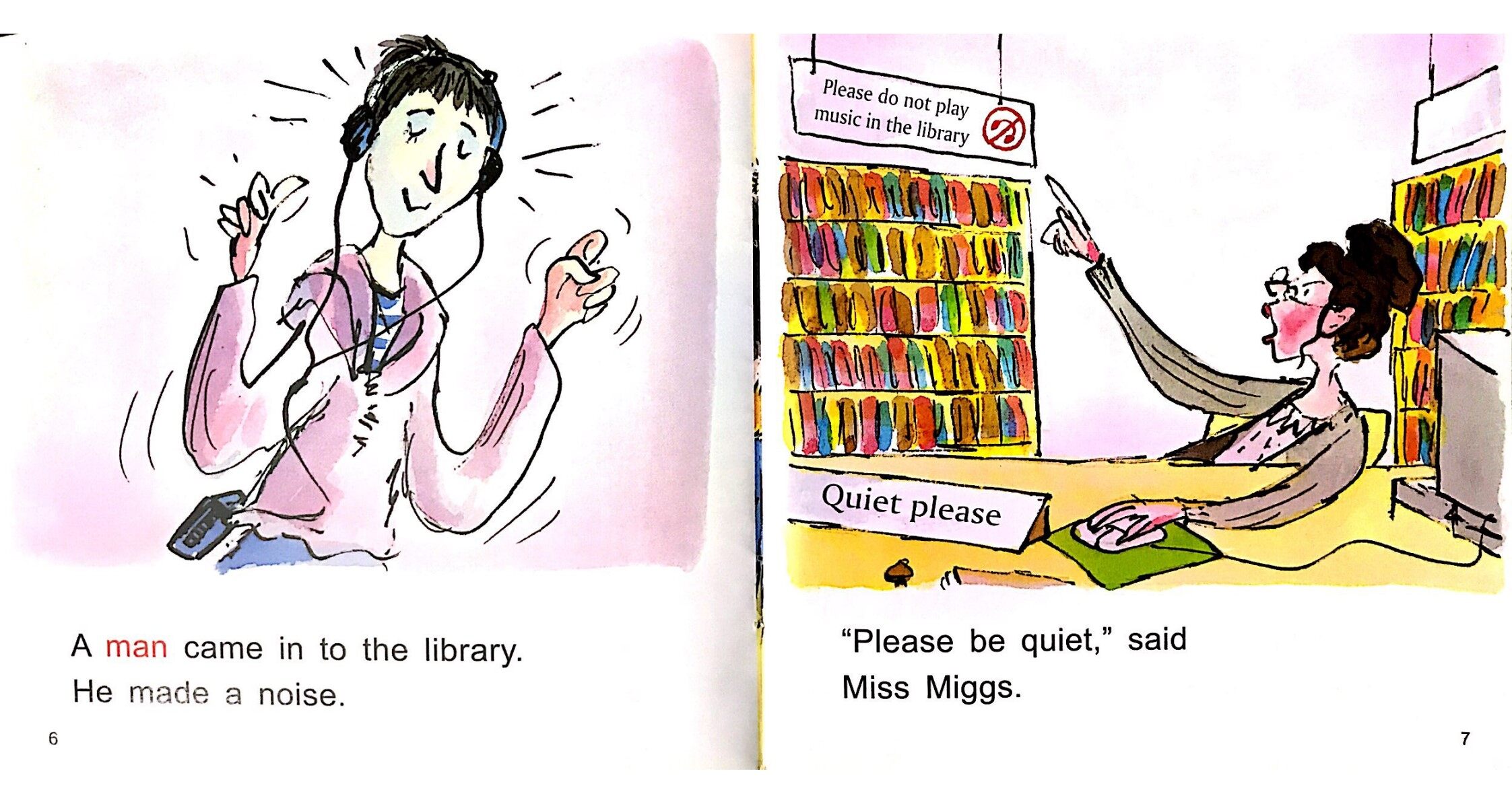 Quiet in the library绘本故事第5页