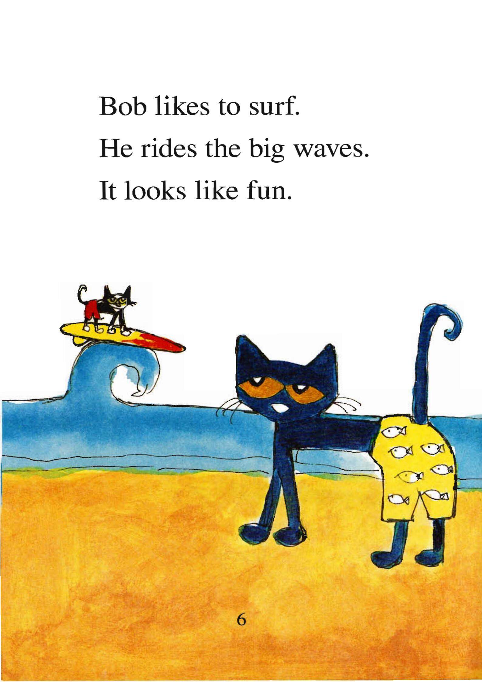 Pete the Cat Pete at the Beach绘本故事第5页