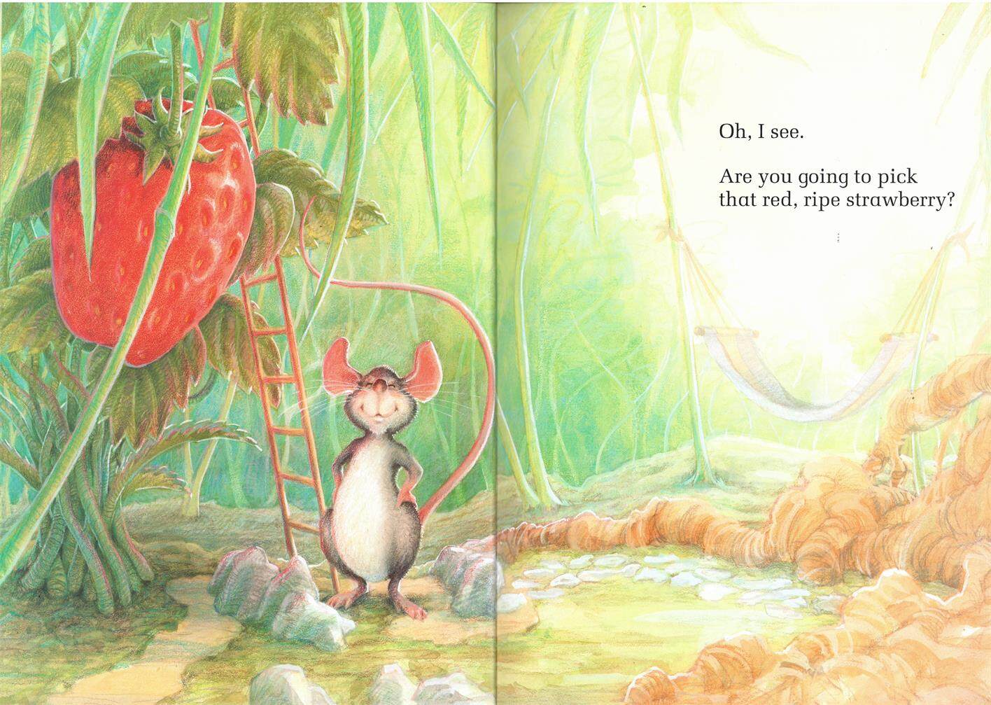 The Little Mouse, the Strawberry,  the Hungry Bear绘本故事第4页