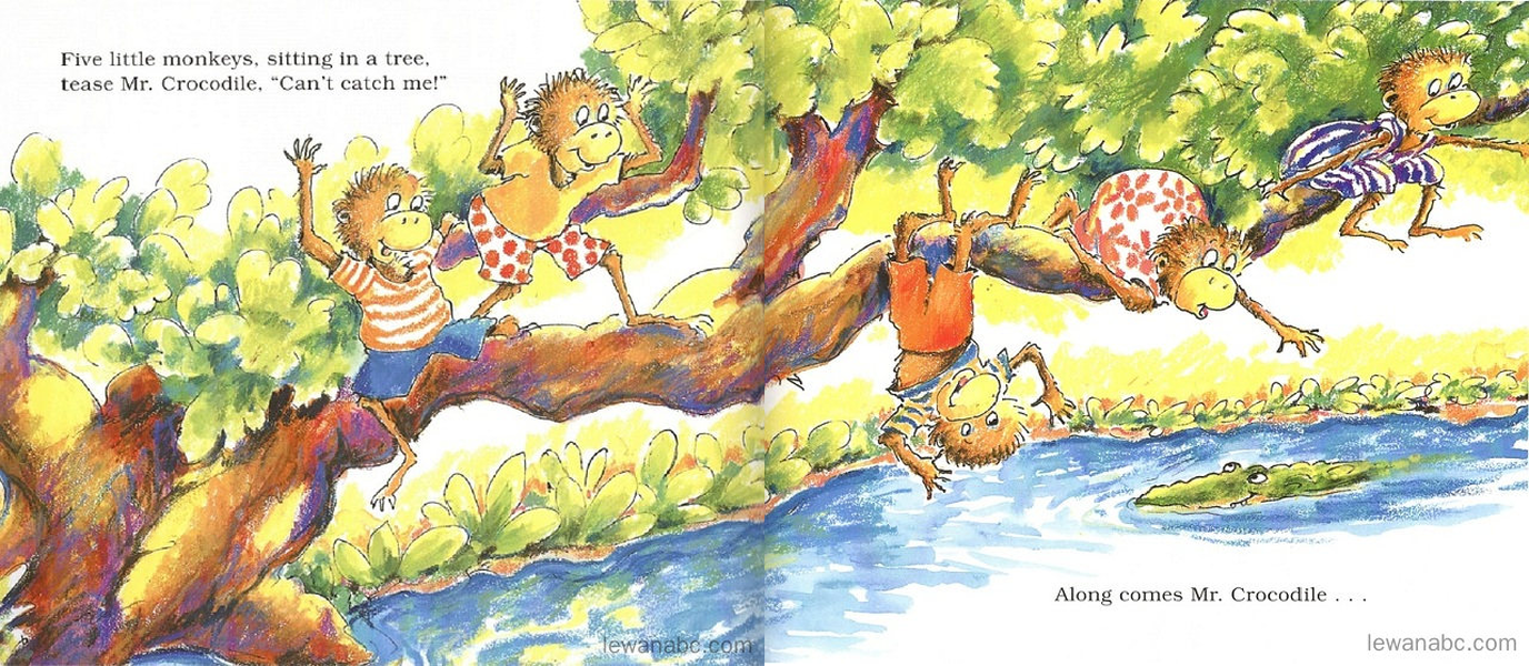 (14周)Five Little Monkeys Sitting in a Tree绘本故事第4页