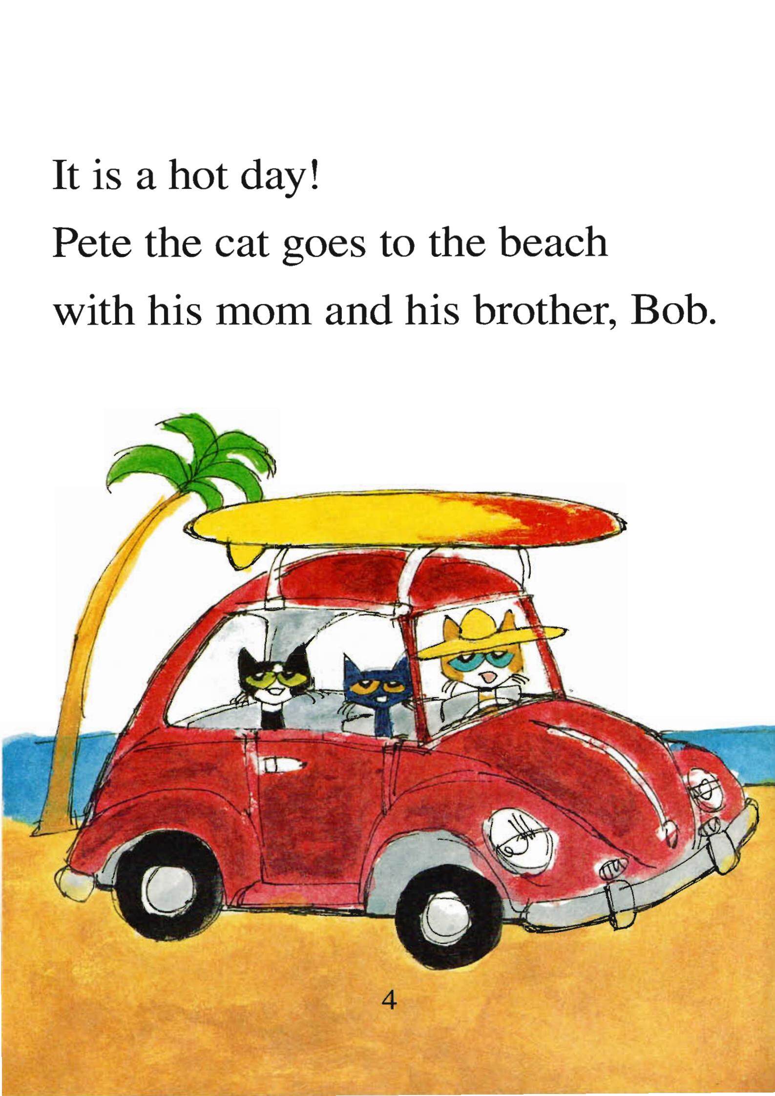 Pete the Cat Pete at the Beach绘本故事第3页