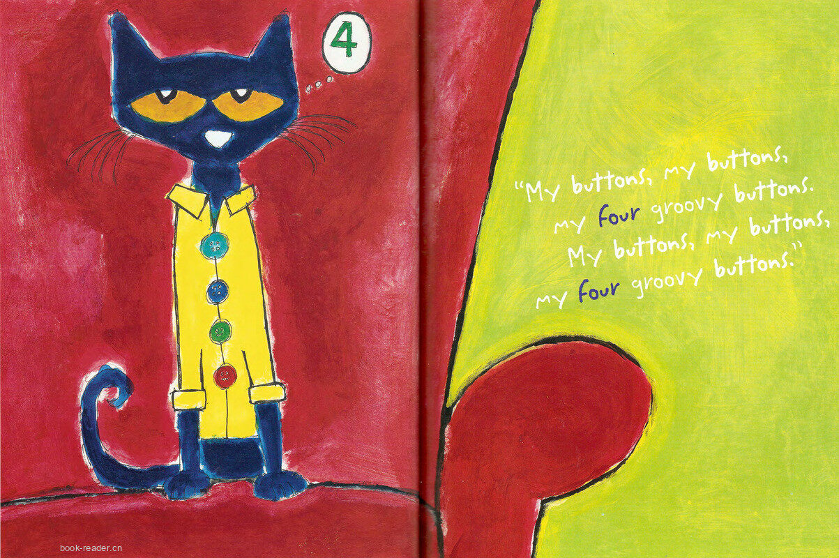 Pete the Cat and his four groovy buttons绘本故事第4页
