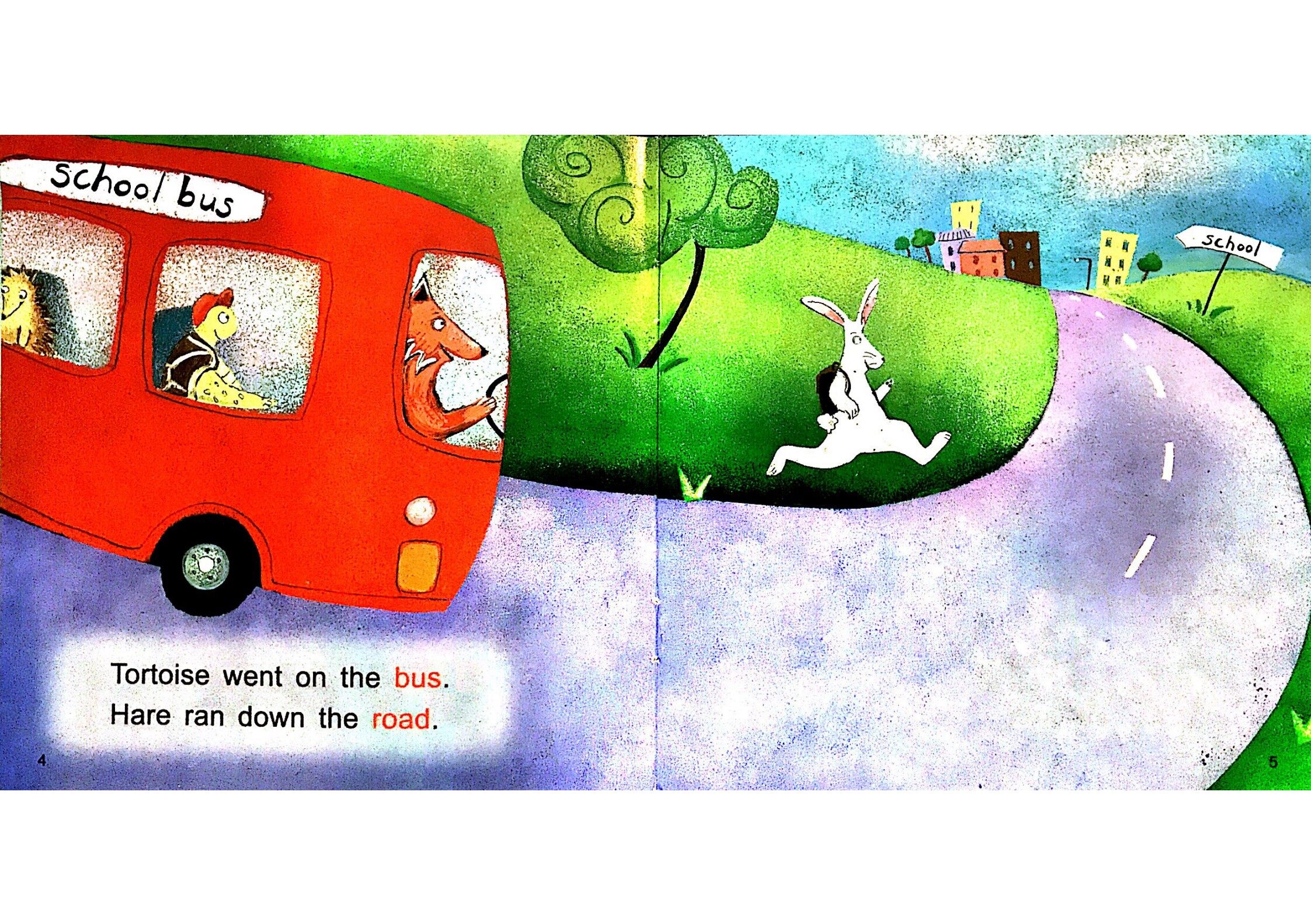 Hare and Tortoise go to school绘本故事第4页