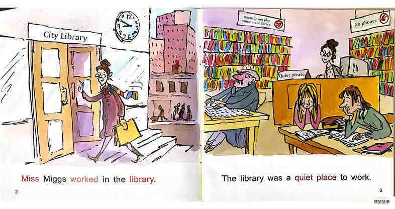 Quiet in the library绘本故事第3页