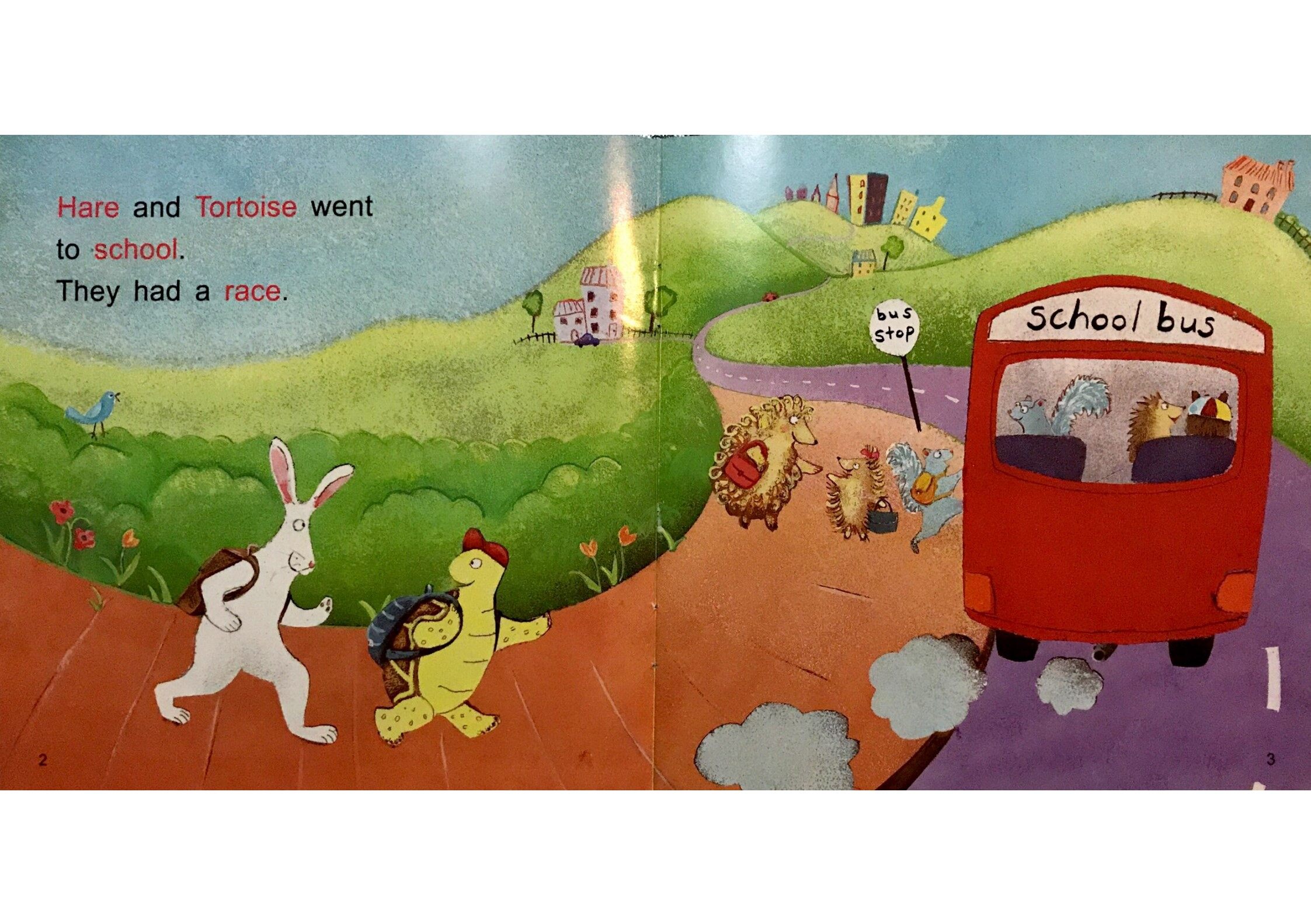Hare and Tortoise go to school绘本故事第3页