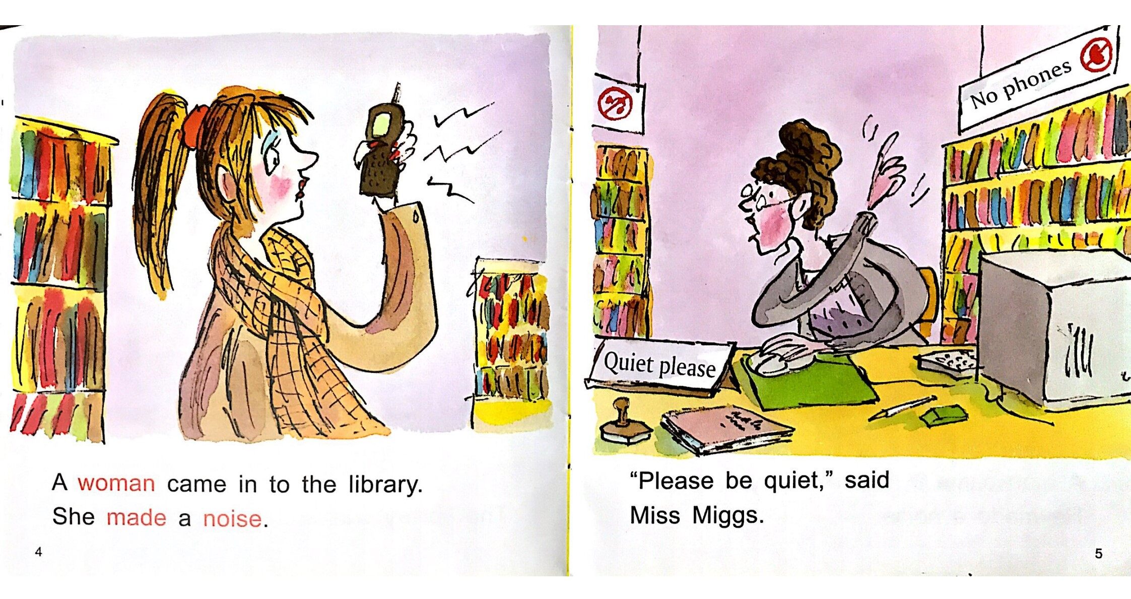 Quiet in the library绘本故事第4页