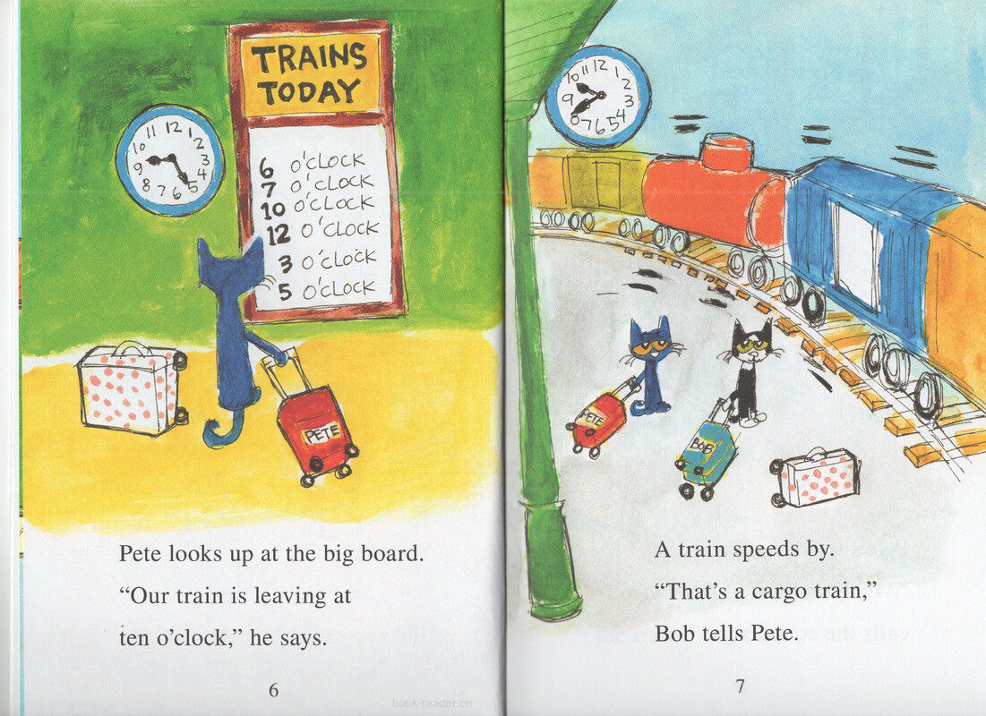 Pete the cat train trip绘本故事第4页