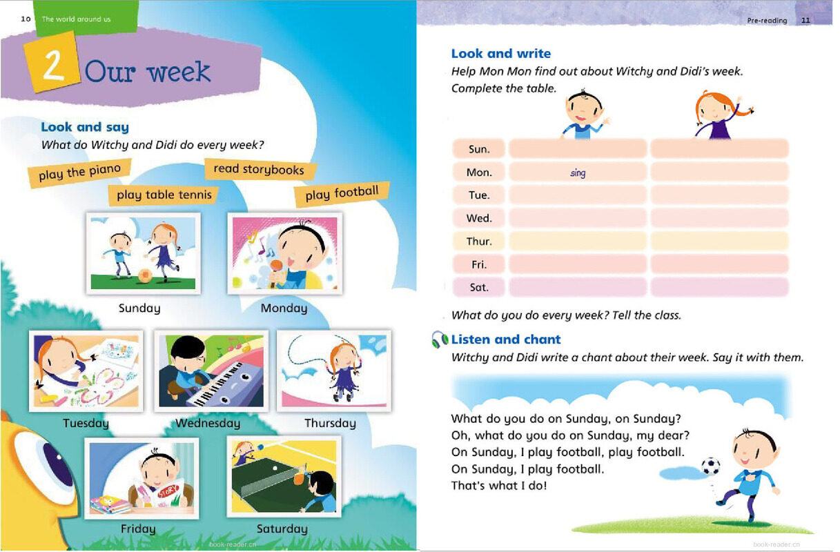 2B Unit 2 Our week绘本故事第2页