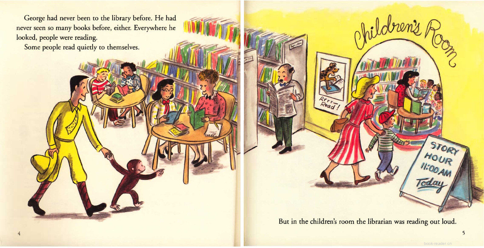 Curious George Visits the Library绘本故事第4页