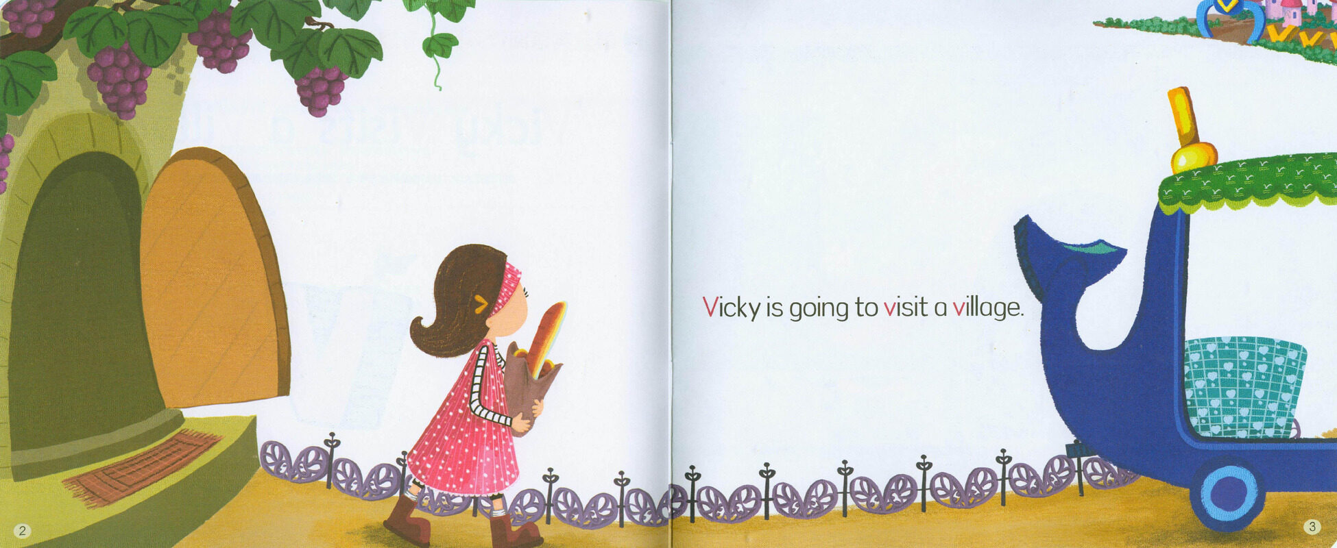 V Vicky visits a Village绘本故事第3页
