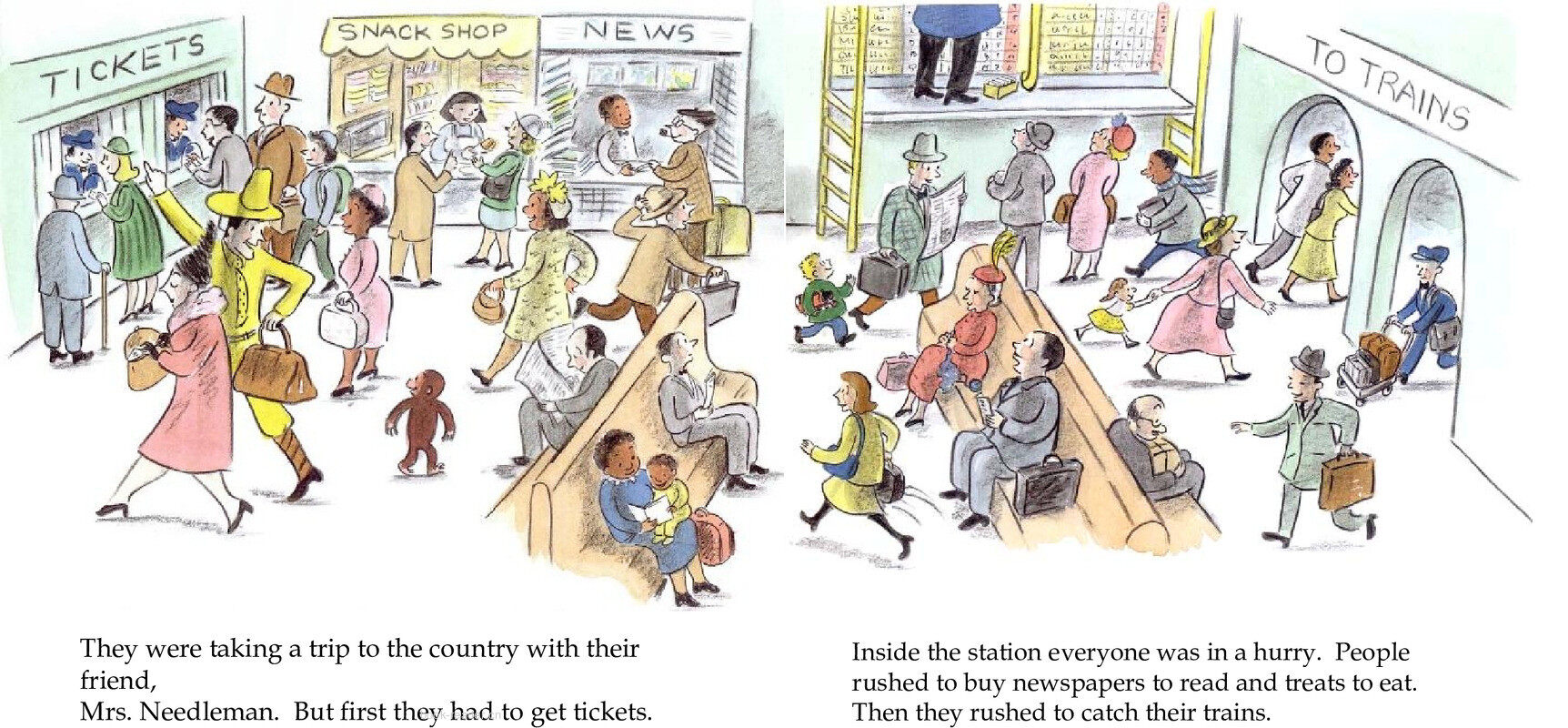 Curious George Takes a Train绘本故事第4页