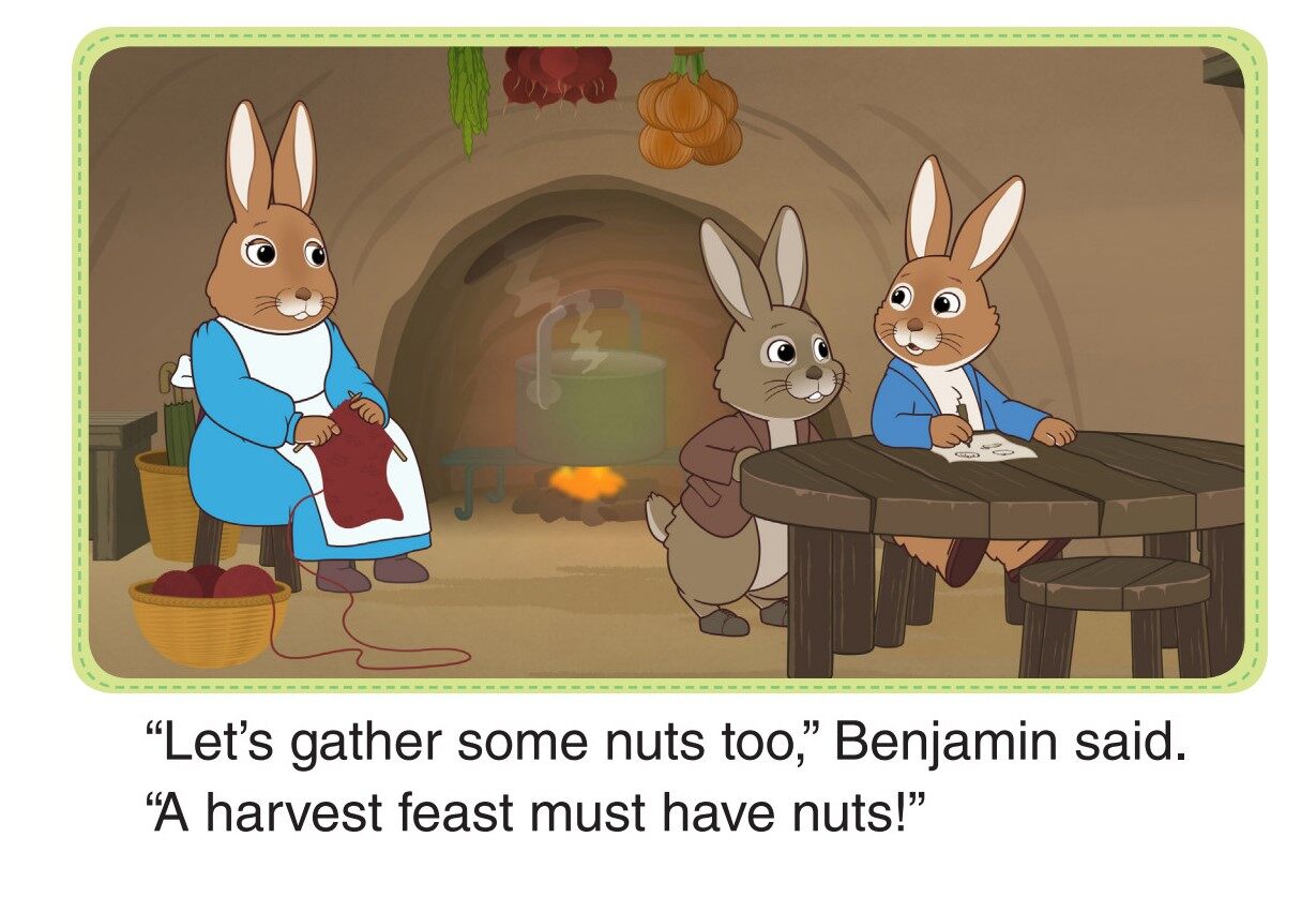 Peter and Benjamin Have a Feast 1_Gathering Nuts绘本故事第4页