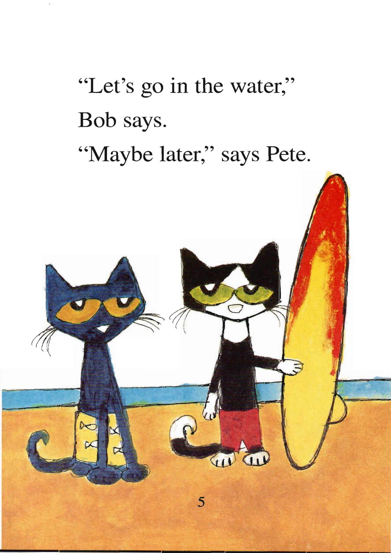 Pete the Cat Pete at the Beach绘本故事第4页
