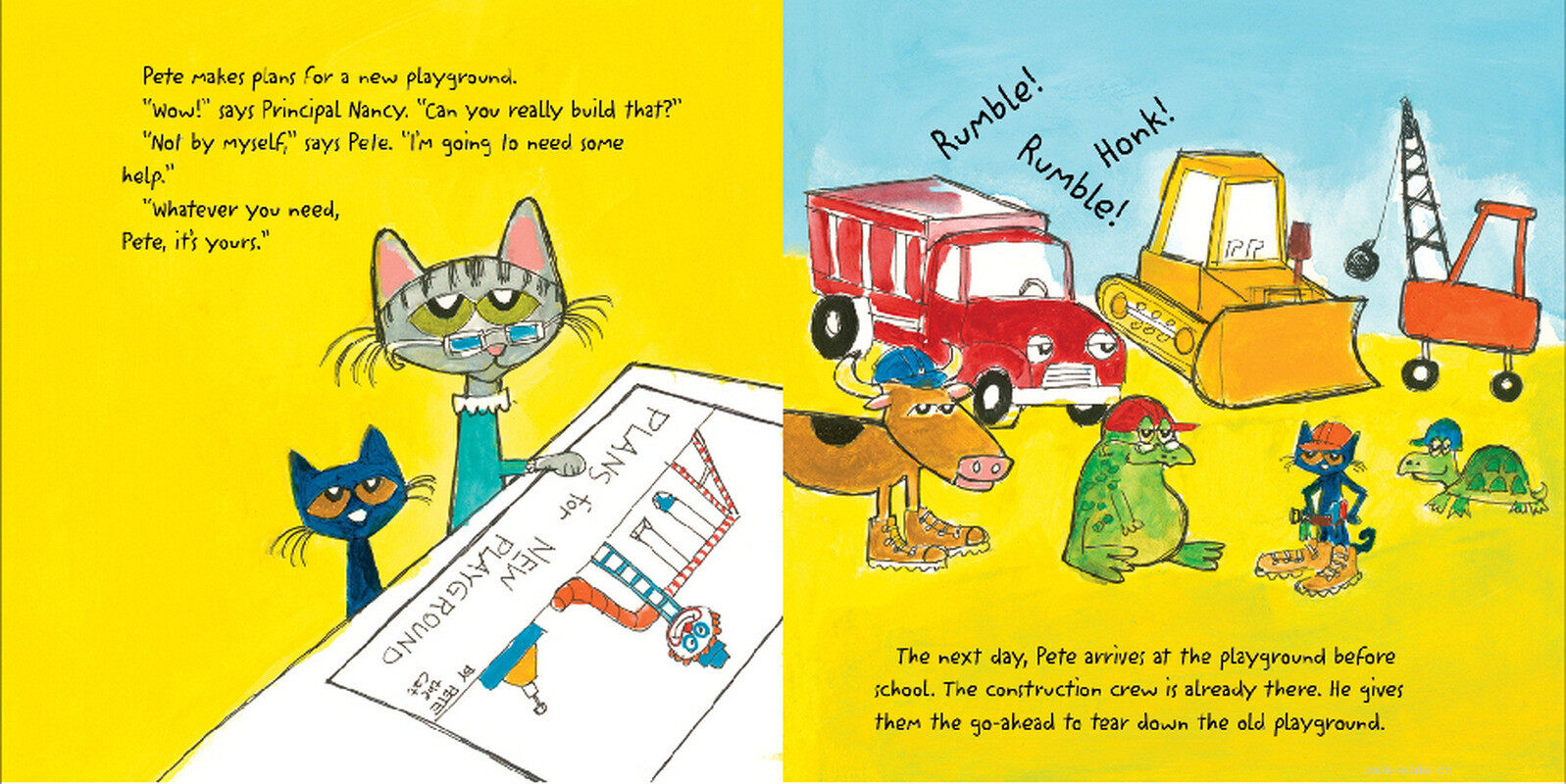 Pete the Cat  Construction Destruction绘本故事第4页